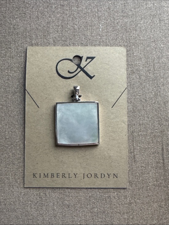 KimberlyJordyn Jewelry - Sterling Silver White Mother-of-Pearl Square Pendant